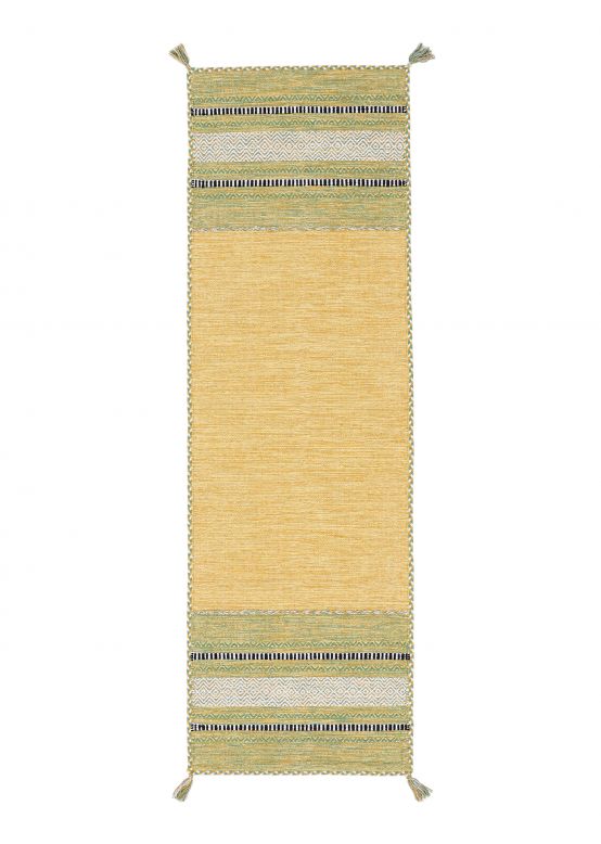 Tapis tissé à plat Kilim Azizi couloir Jaune