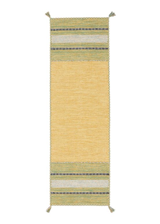 Tapis tissé à plat Kilim Azizi couloir Jaune