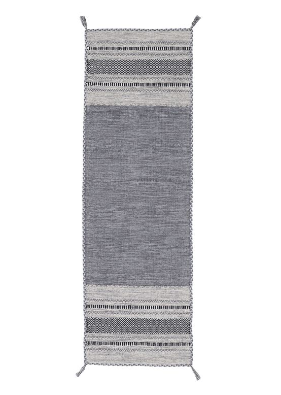 Tapis tissé à plat Kilim Azizi couloir Gris