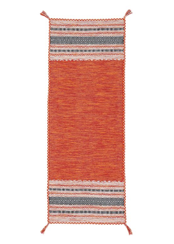 Tapis tissé à plat Kilim Azizi couloir Orange