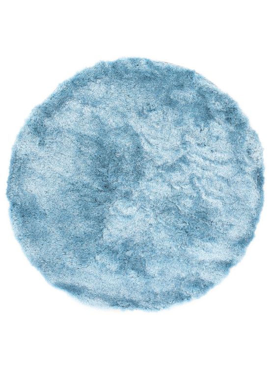 Tapis à poils longs Breeze ronde Bleu clair