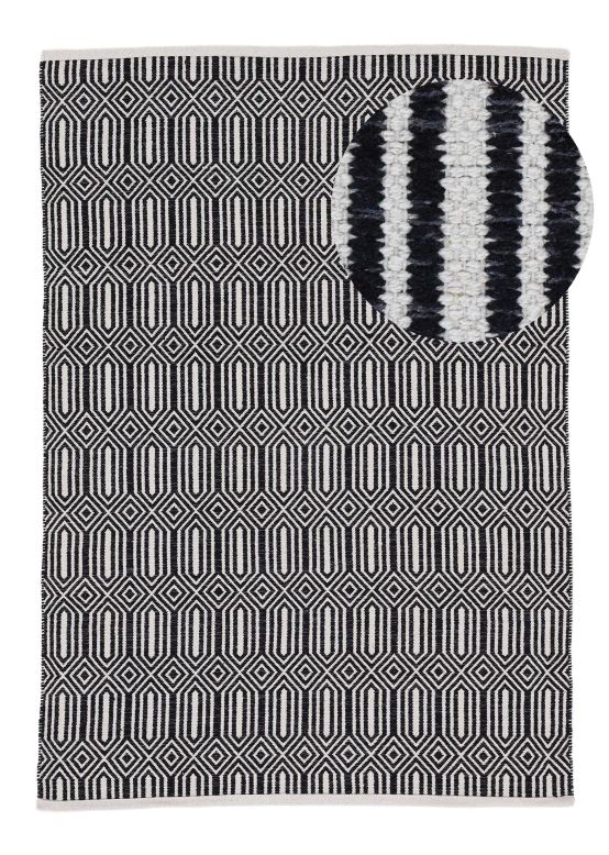 Tapis tissé à plat Kilim Oregan Noir