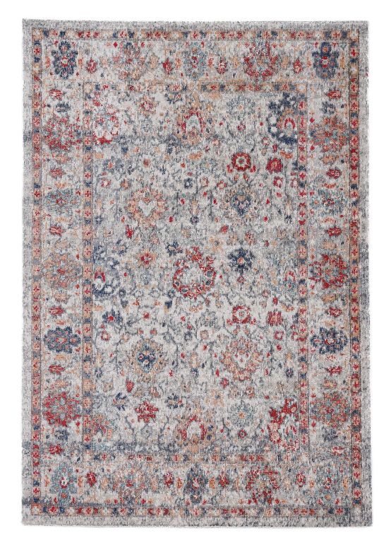 Tapis tissé à plat Flori Gris clair