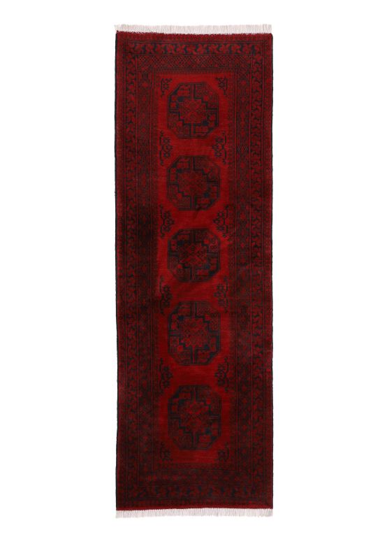 Tapis Afghan Akhche couloir Rouge