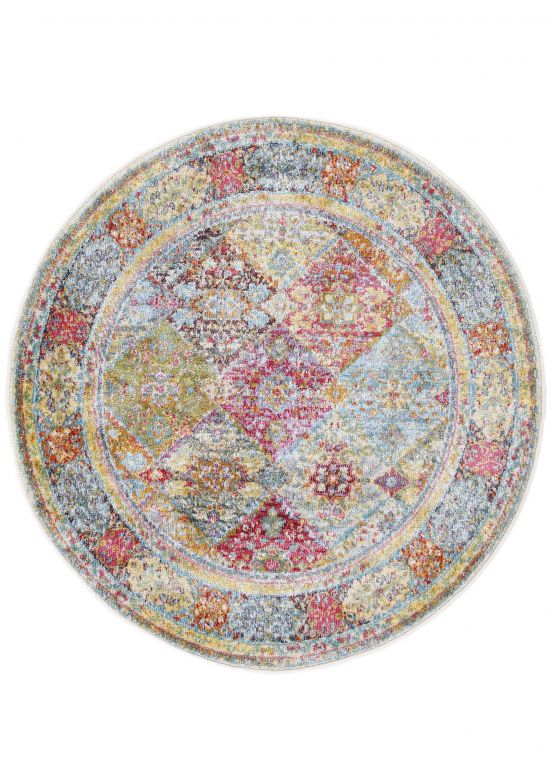 Tapis Vintage Harleen ronde Multicouleur