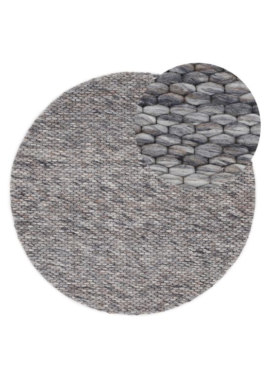 Tapis de laine Sina ronde Gris chiné