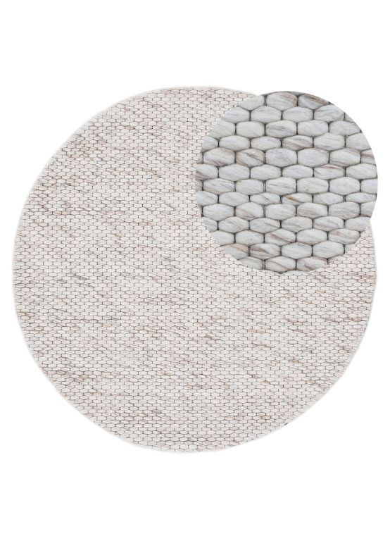 Tapis de laine Sina ronde Beige chiné