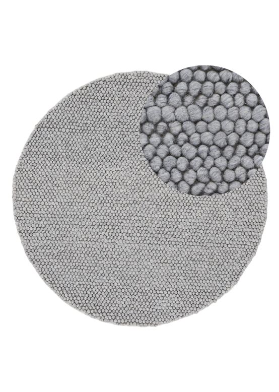 Tapis de laine Calo ronde Gris clair