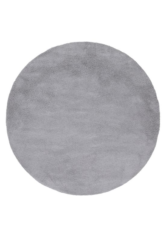 Tapis à poils longs Breeze ronde Gris clair