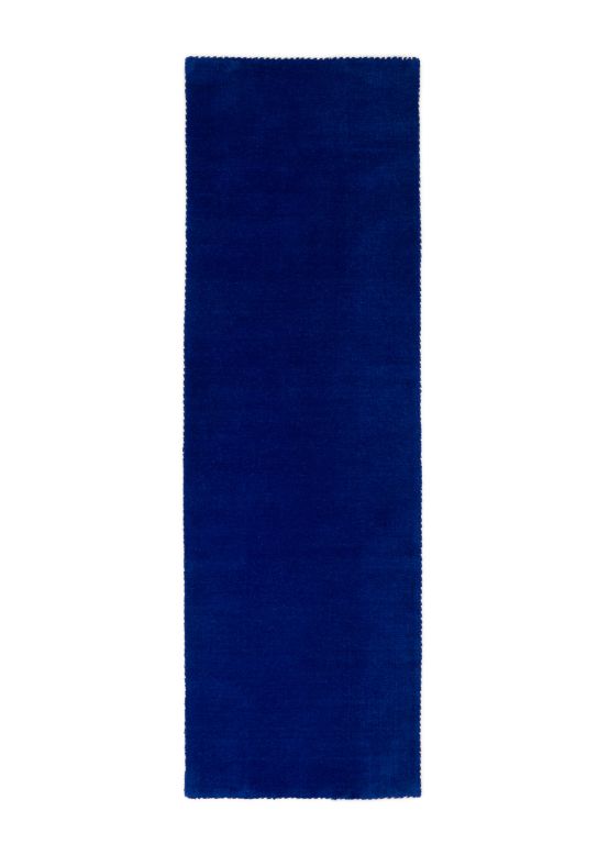 Tapis de laine Gabbeh Uni couloir Bleu
