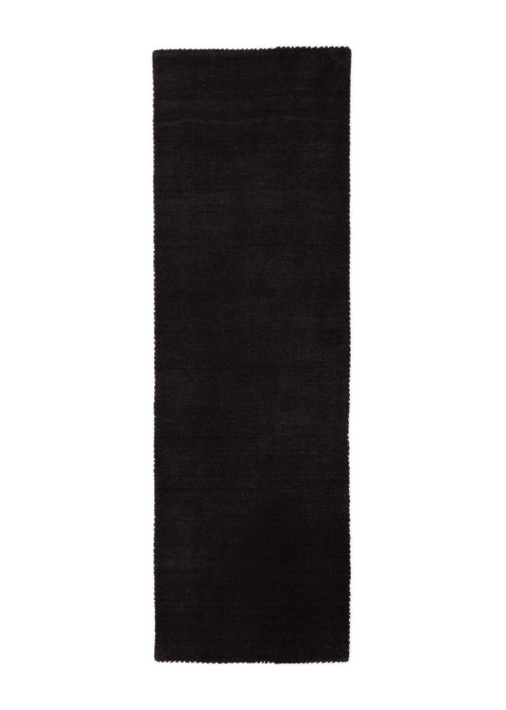 Tapis de laine Gabbeh Uni couloir Gris foncé