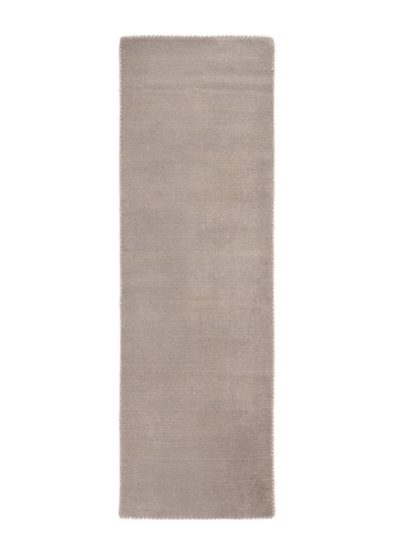 Tapis de laine Gabbeh Uni couloir Gris clair