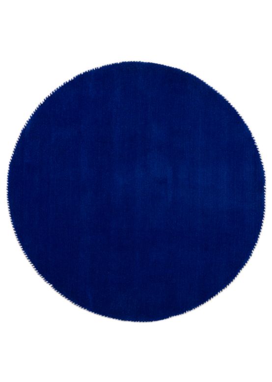 Tapis de laine Gabbeh Uni ronde Bleu