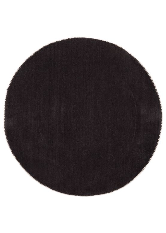 Tapis de laine Gabbeh Uni ronde Gris foncé