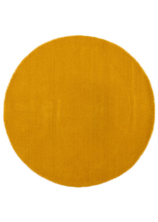 Tapis de laine Gabbeh Uni ronde Jaune