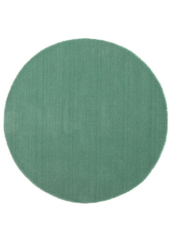 Tapis de laine Gabbeh Uni ronde Turquoise