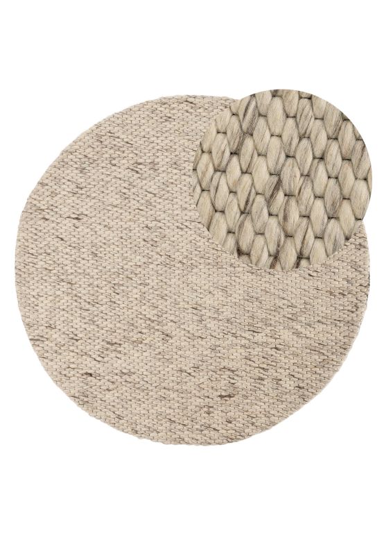 Tapis de laine Sina ronde Gris clair chiné