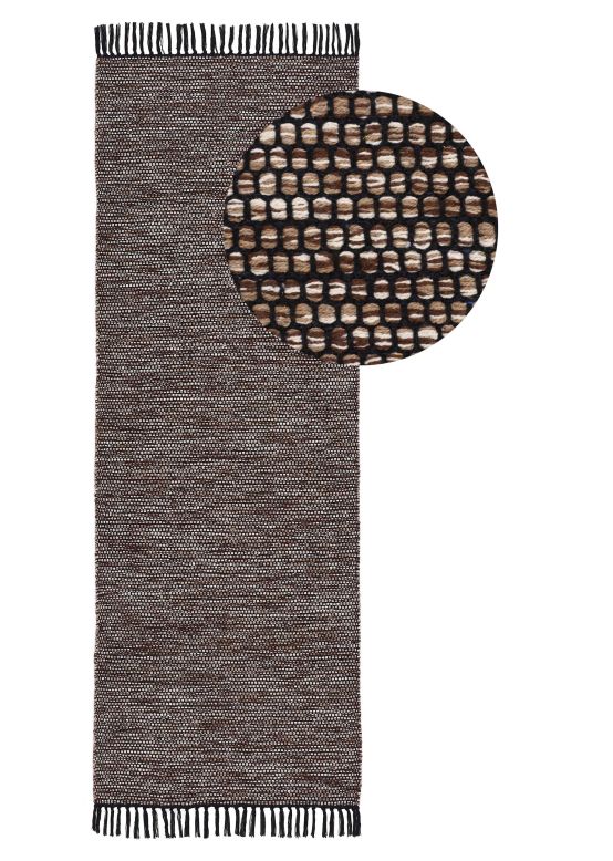 Tapis tissé à plat Kilim Nadi couloir Gris