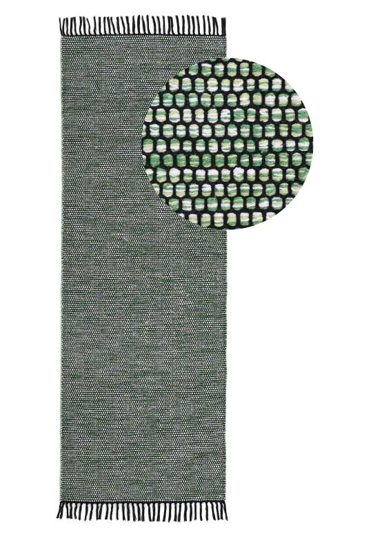 Tapis tissé à plat Kilim Nadi couloir Vert