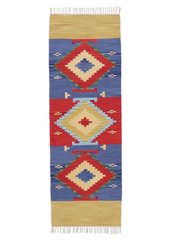 Tapis tissé à plat Kilim Svea couloir Multicouleur