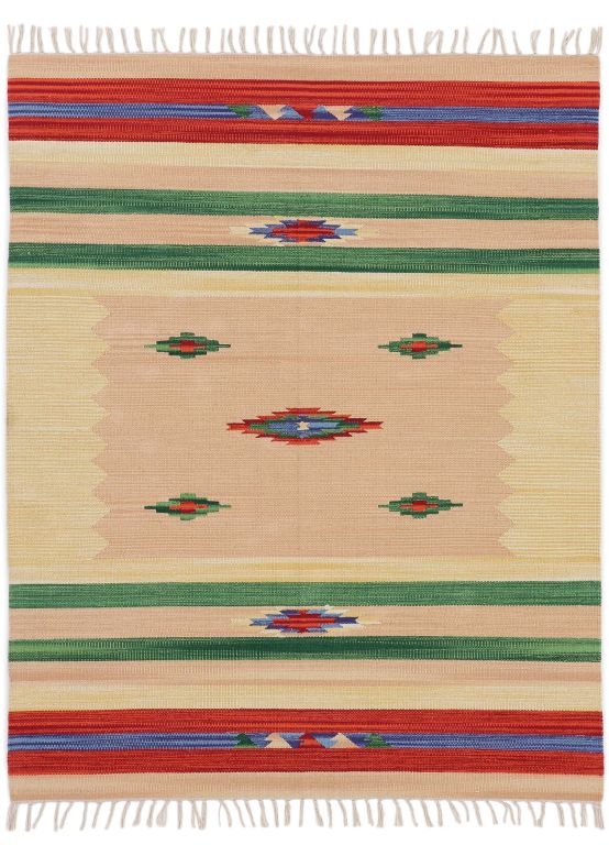 Tapis tissé à plat Kilim Mira Beige