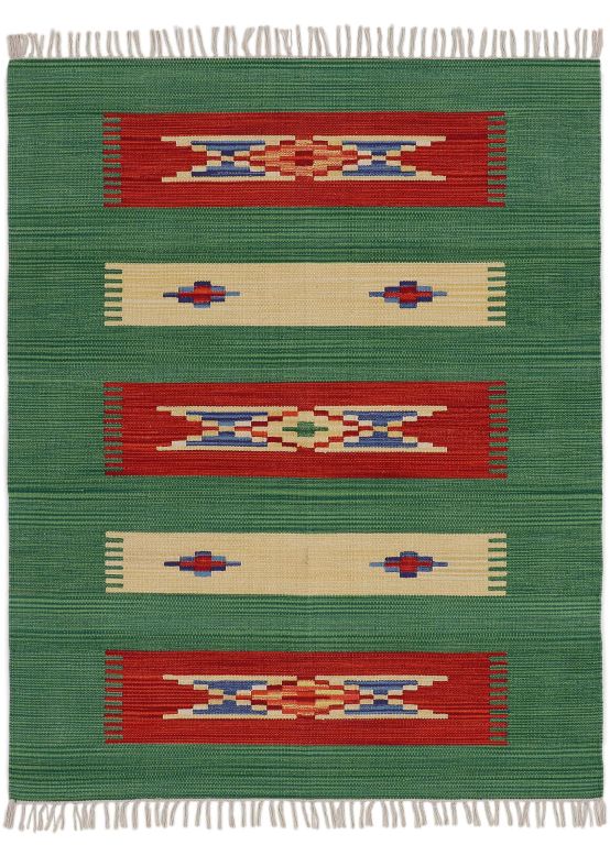 Tapis tissé à plat Kilim Tara Vert