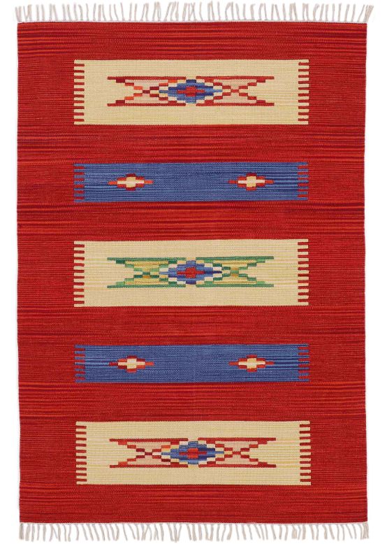 Tapis tissé à plat Kilim Tara Rouge