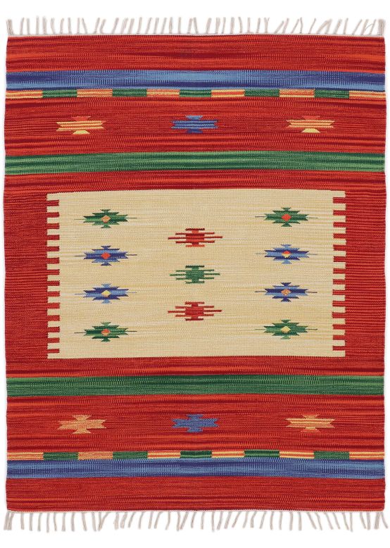 Tapis tissé à plat Kilim Shiva Rouge
