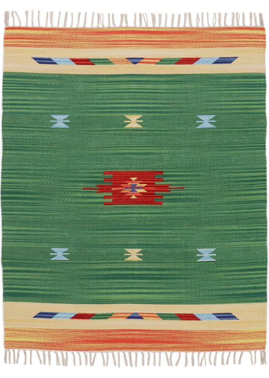 Tapis tissé à plat Kilim Amal Vert