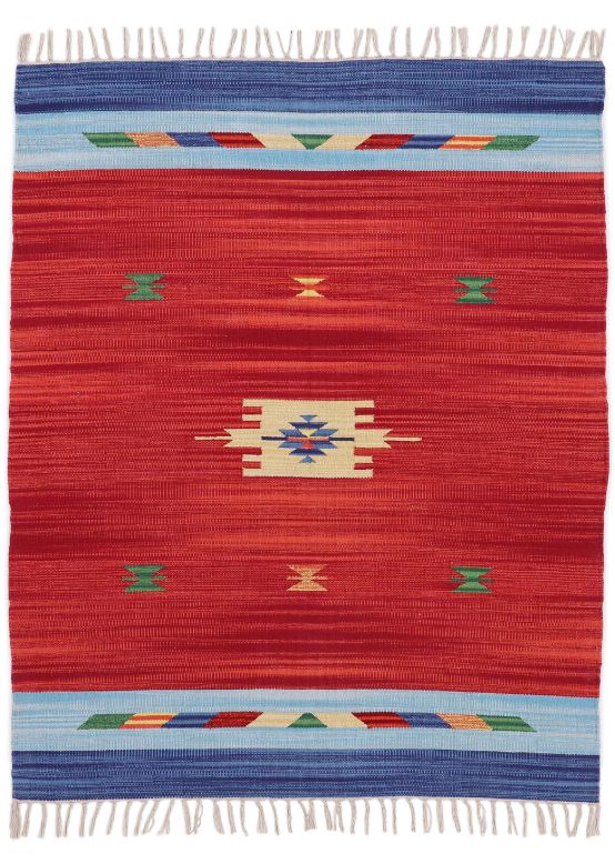 Tapis tissé à plat Kilim Amal Rouge