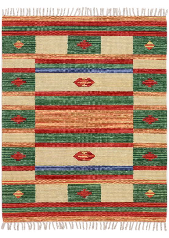 Tapis tissé à plat Kilim Mirza Vert