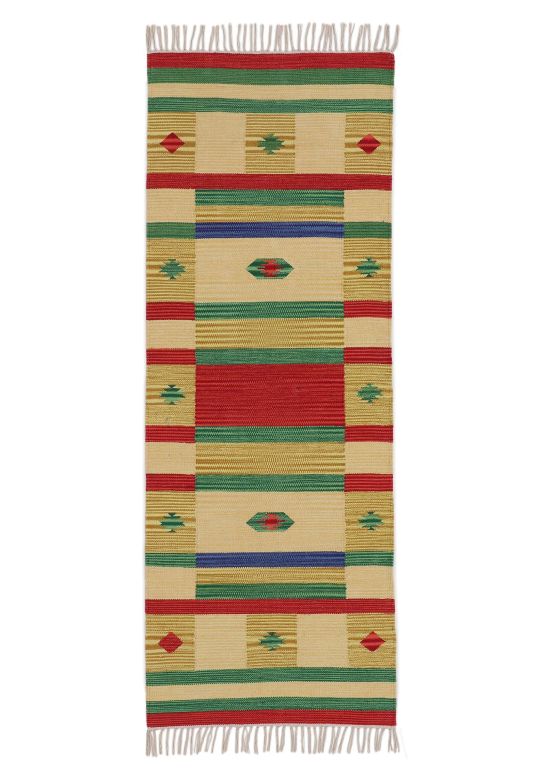 Tapis tissé à plat Kilim Mirza couloir Jaune