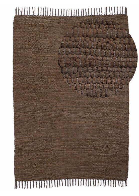 Tapis tissé à plat Kilim Chindi Uni Marron