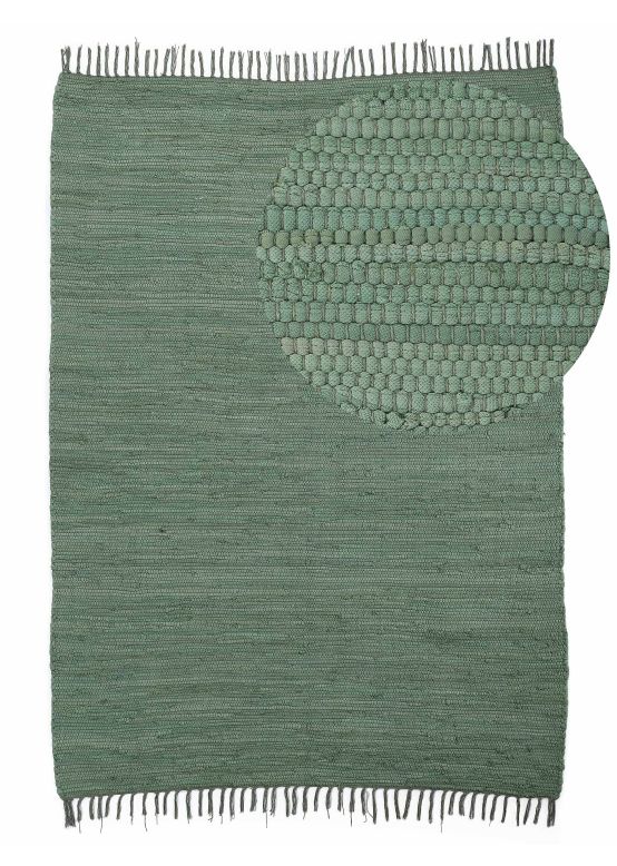 Tapis tissé à plat Kilim Chindi Uni Vert