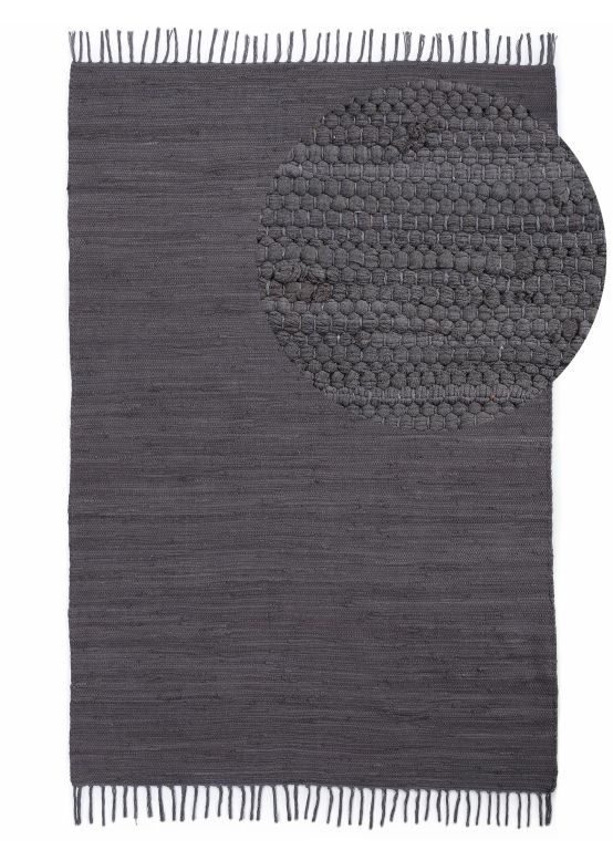 Tapis tissé à plat Kilim Chindi Uni Gris