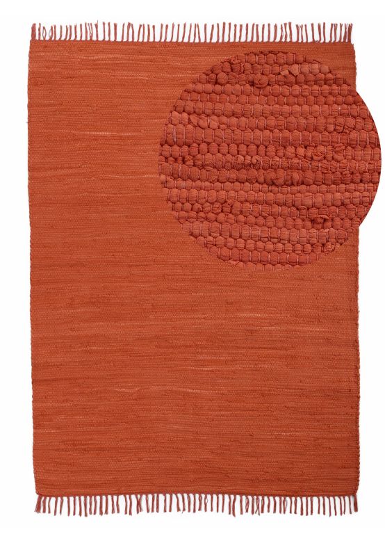 Tapis tissé à plat Kilim Chindi Uni Orange