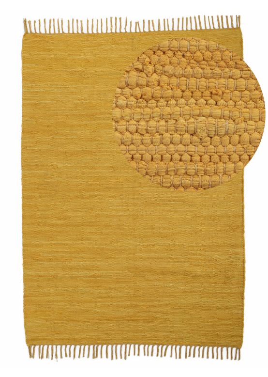 Tapis tissé à plat Kilim Chindi Uni Jaune