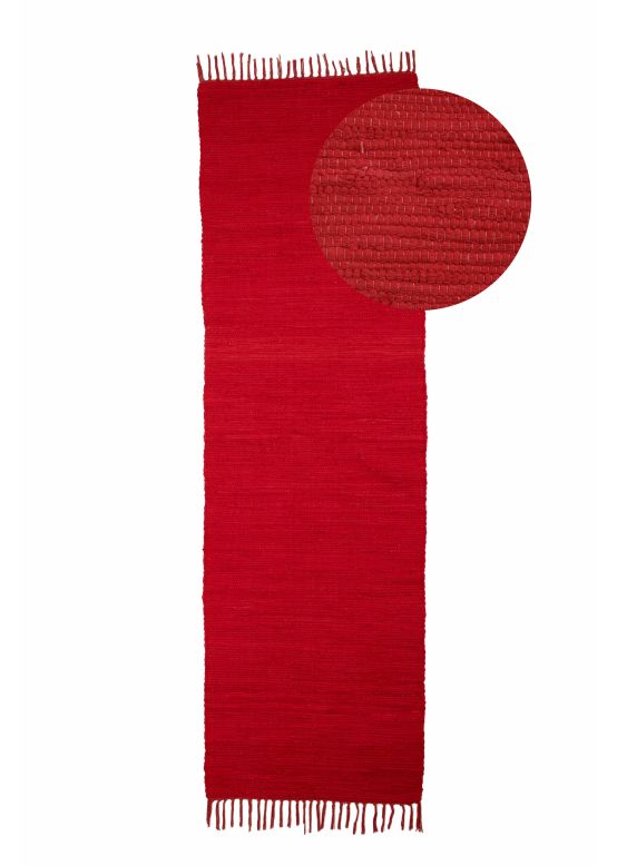 Tapis tissé à plat Kilim Chindi couloir Rouge