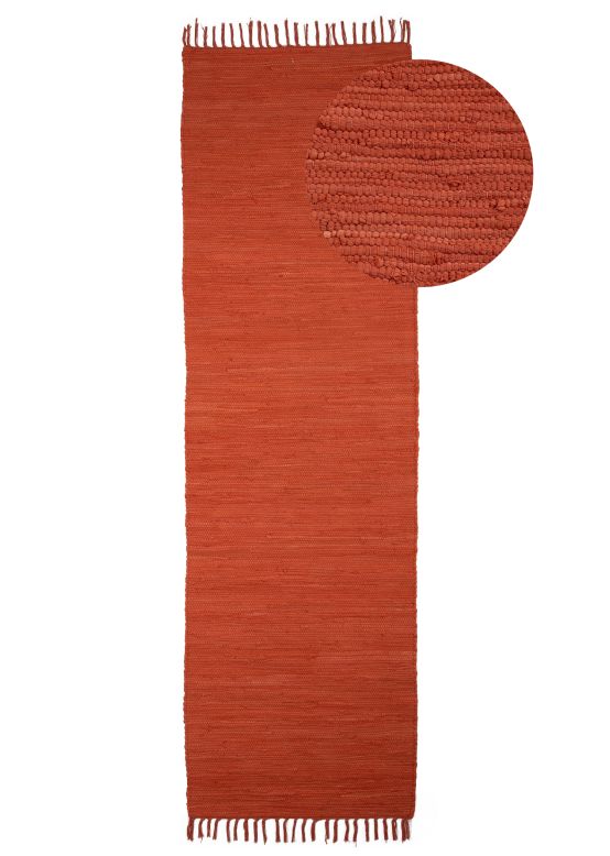 Tapis tissé à plat Kilim Chindi couloir Orange