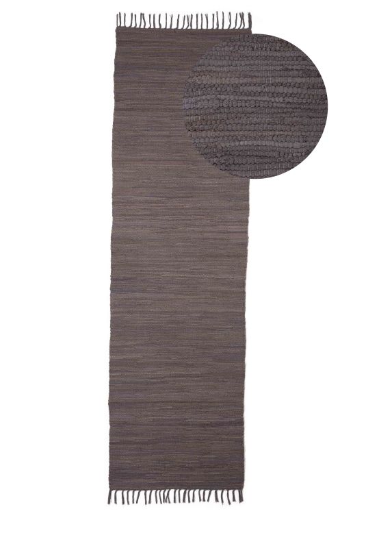 Tapis tissé à plat Kilim Chindi couloir Gris