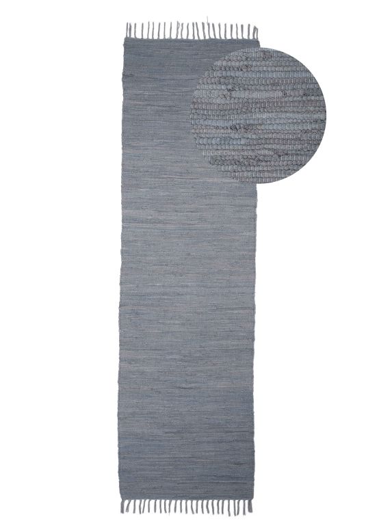 Tapis tissé à plat Kilim Chindi couloir Gris clair